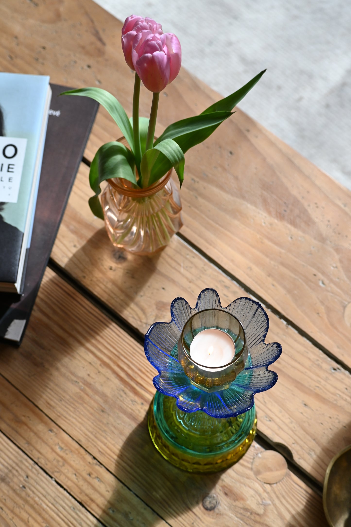 Bougeoir Bleu, jaune et vert - Petit