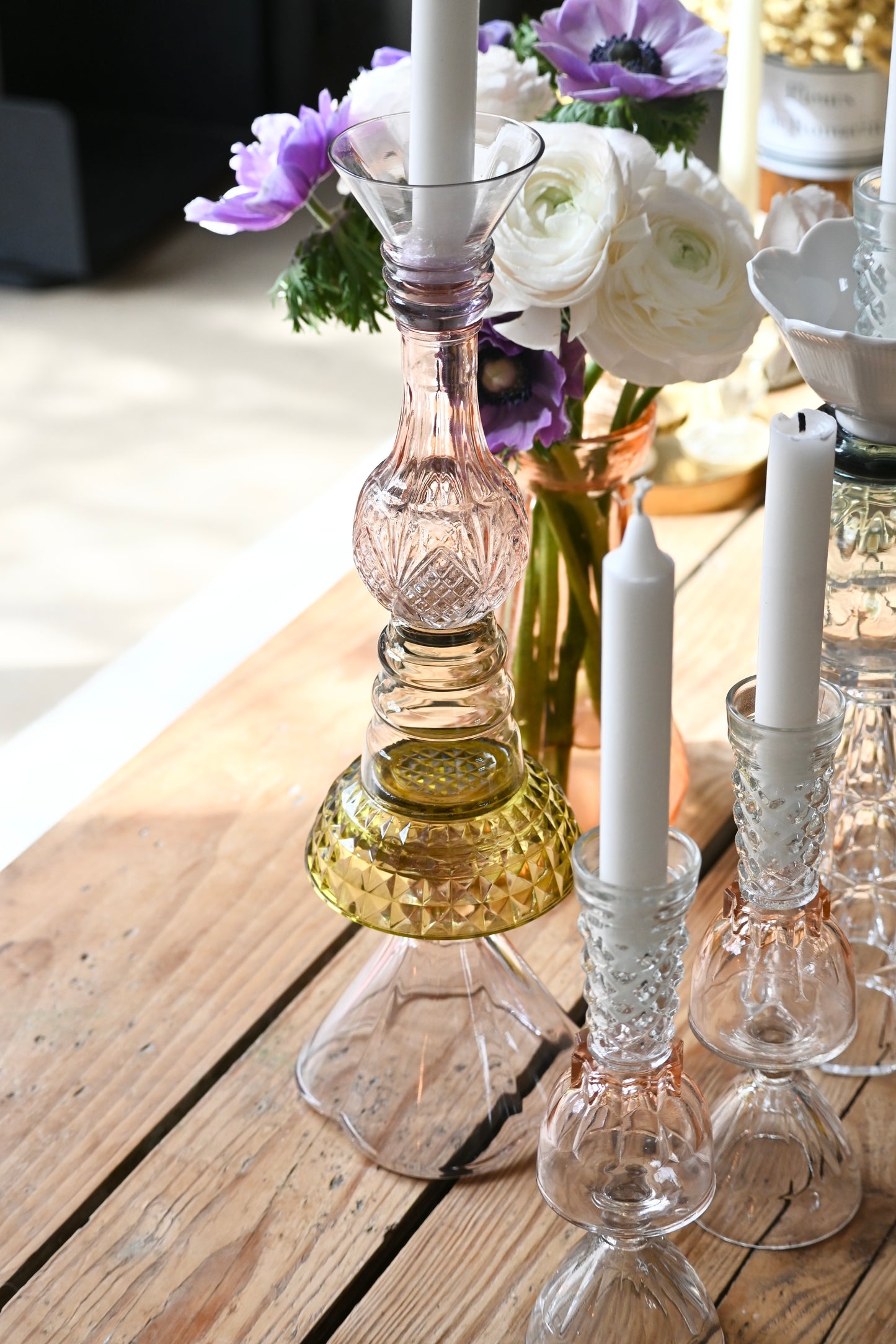 Bougeoir Rose et vert - Grand