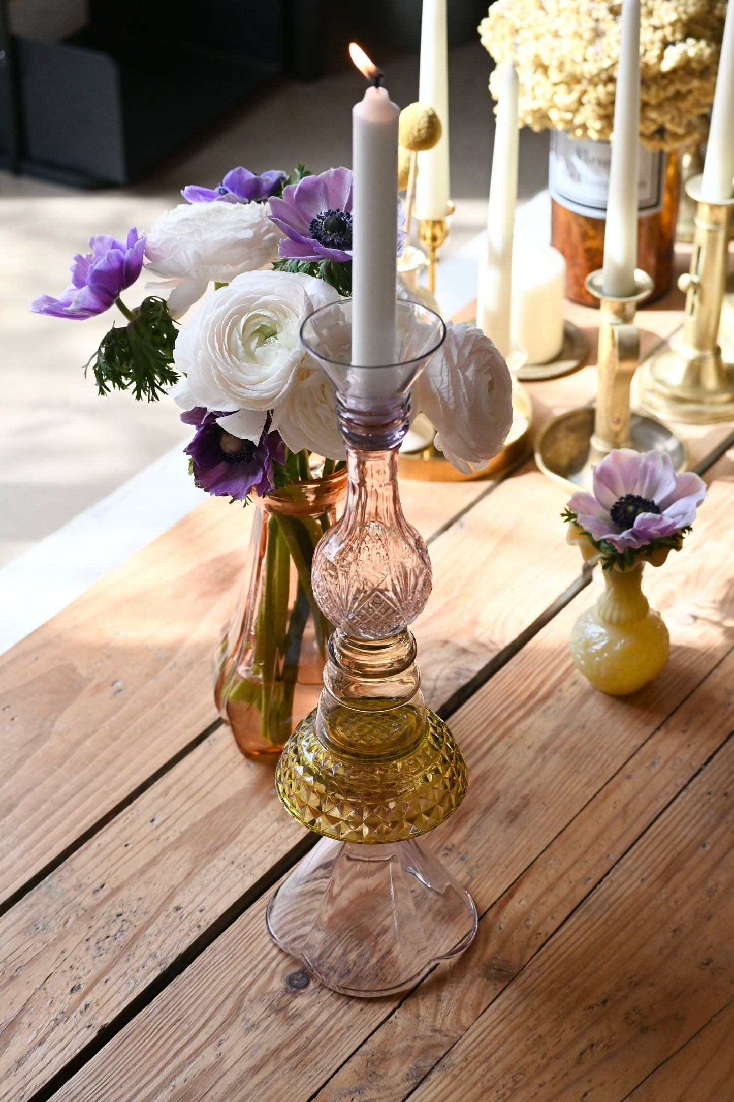Bougeoir Rose et vert - Grand