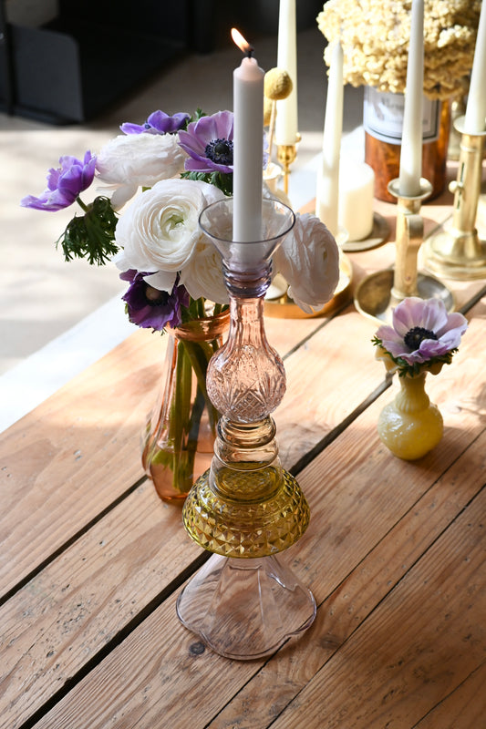 Bougeoir Rose et vert - Grand