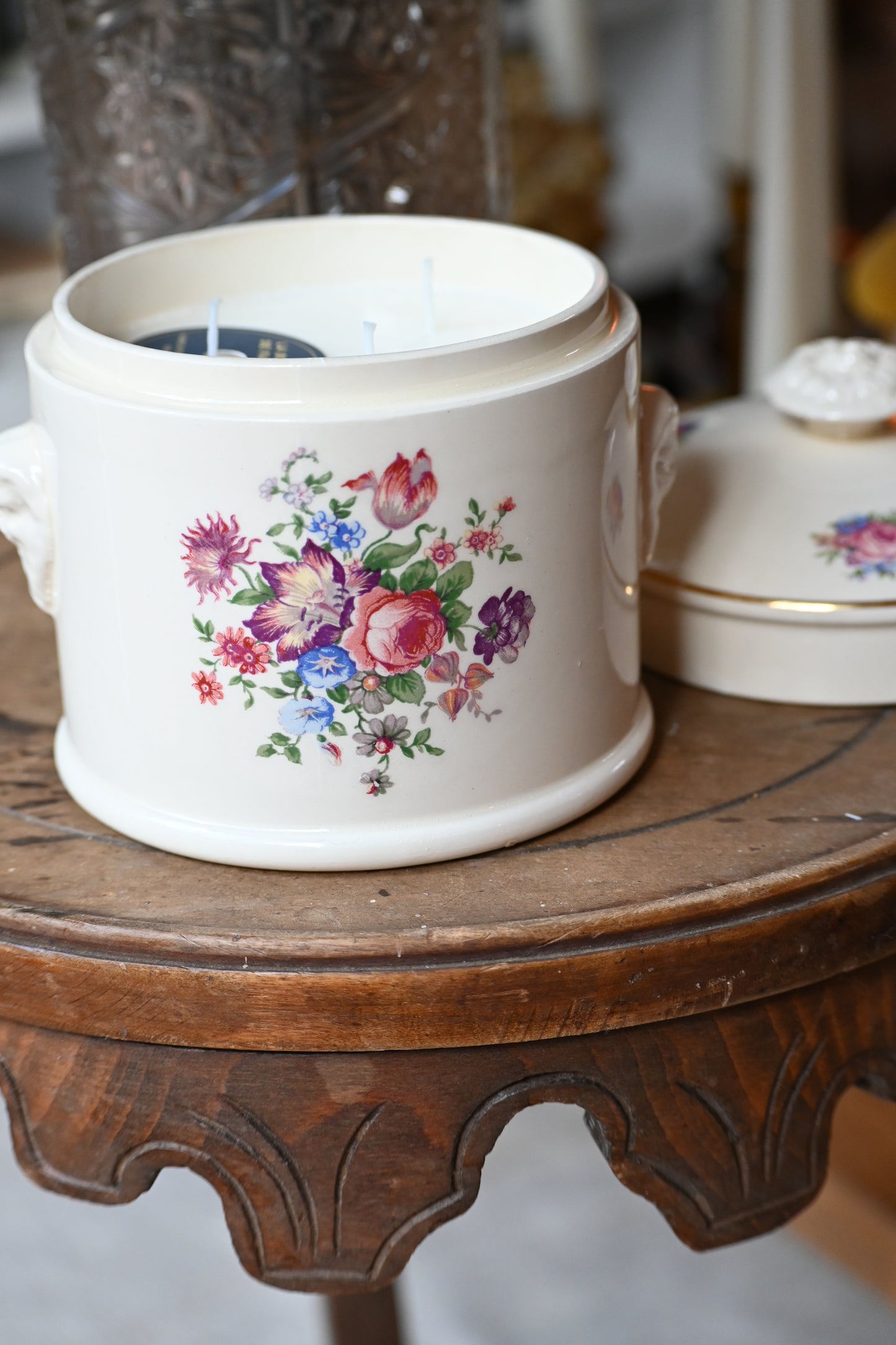 Pot en céramique Sarreguemines fleuri