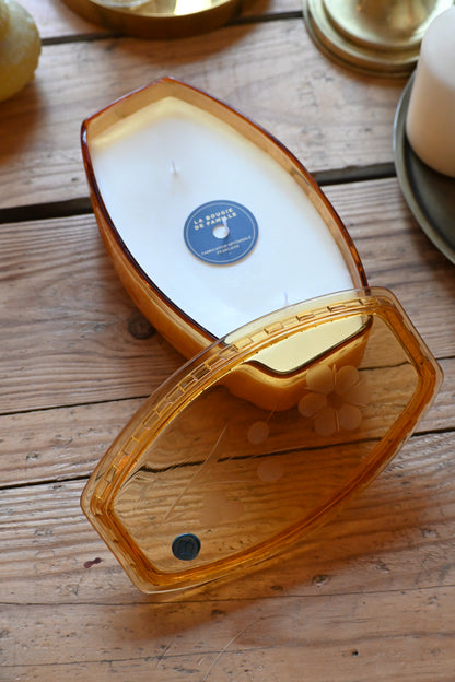 Boite en verre ciselé orange