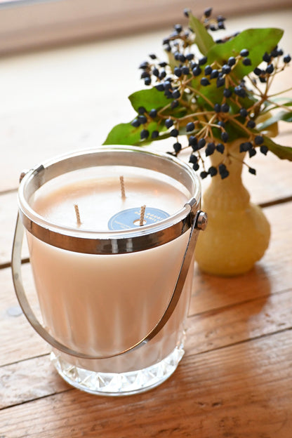 Seau à glace ciselé anse argentée