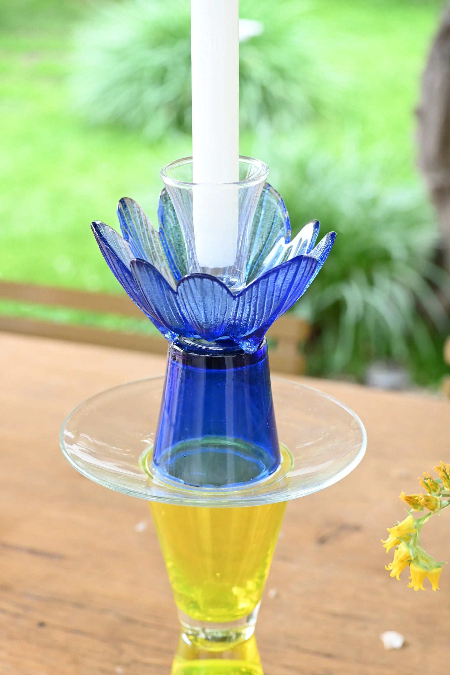 Bougeoir Bleu et jaune - Moyen