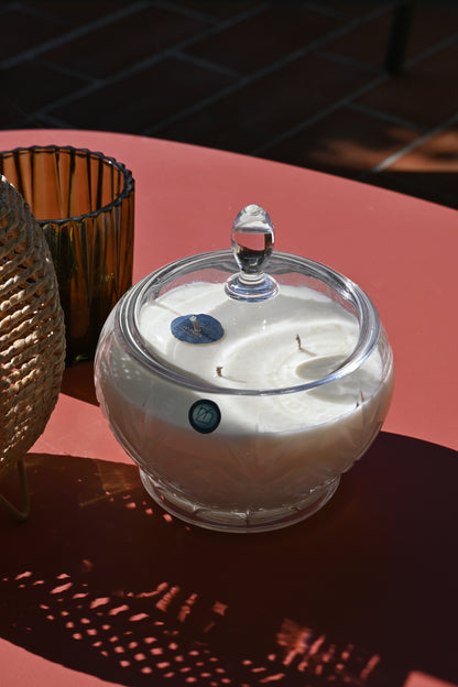 Bonbonnière en verre ciselé