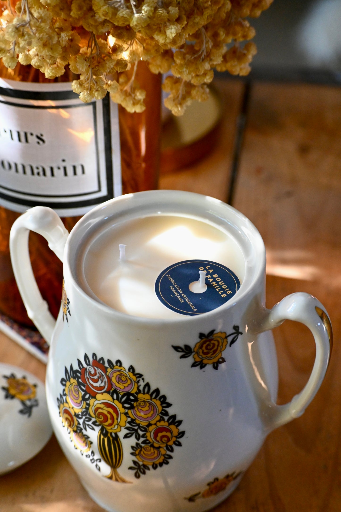 Sucrier bouquet fleurs jaunes