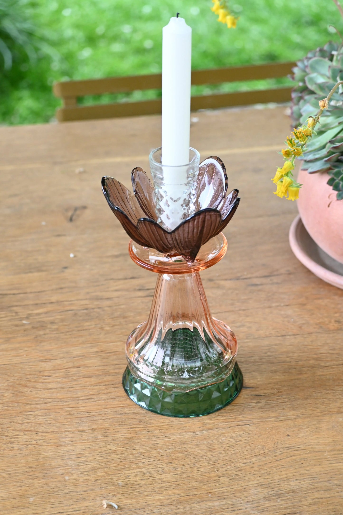 Bougeoir Rose, bordeaux et vert - Petit