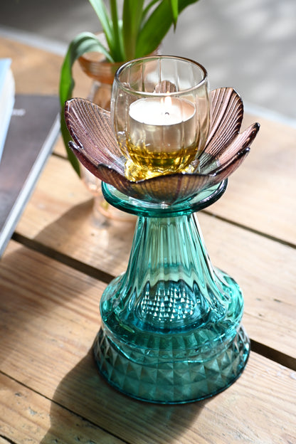 Bougeoir Rose, jaune et vert - Petit