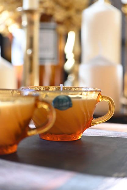 Petite tasse verre bi matière ocre