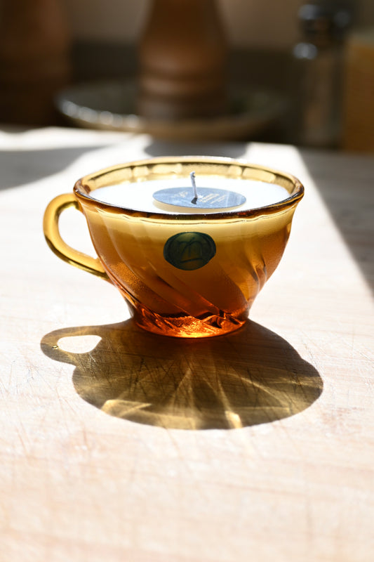 Petite tasse verre bi matière ocre