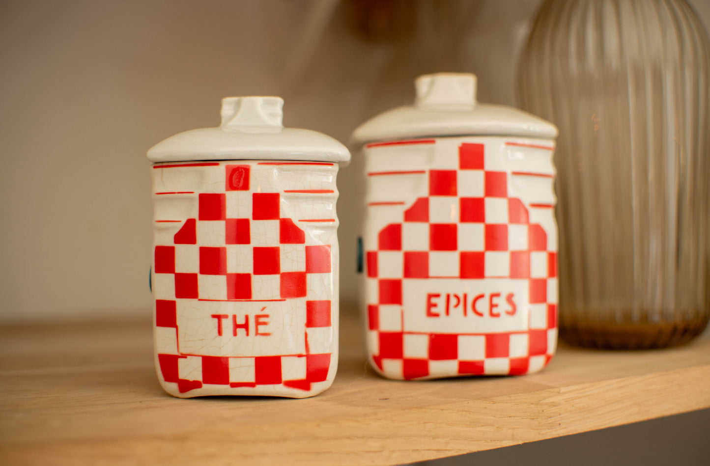 Duo pots à épices - Damier rouge